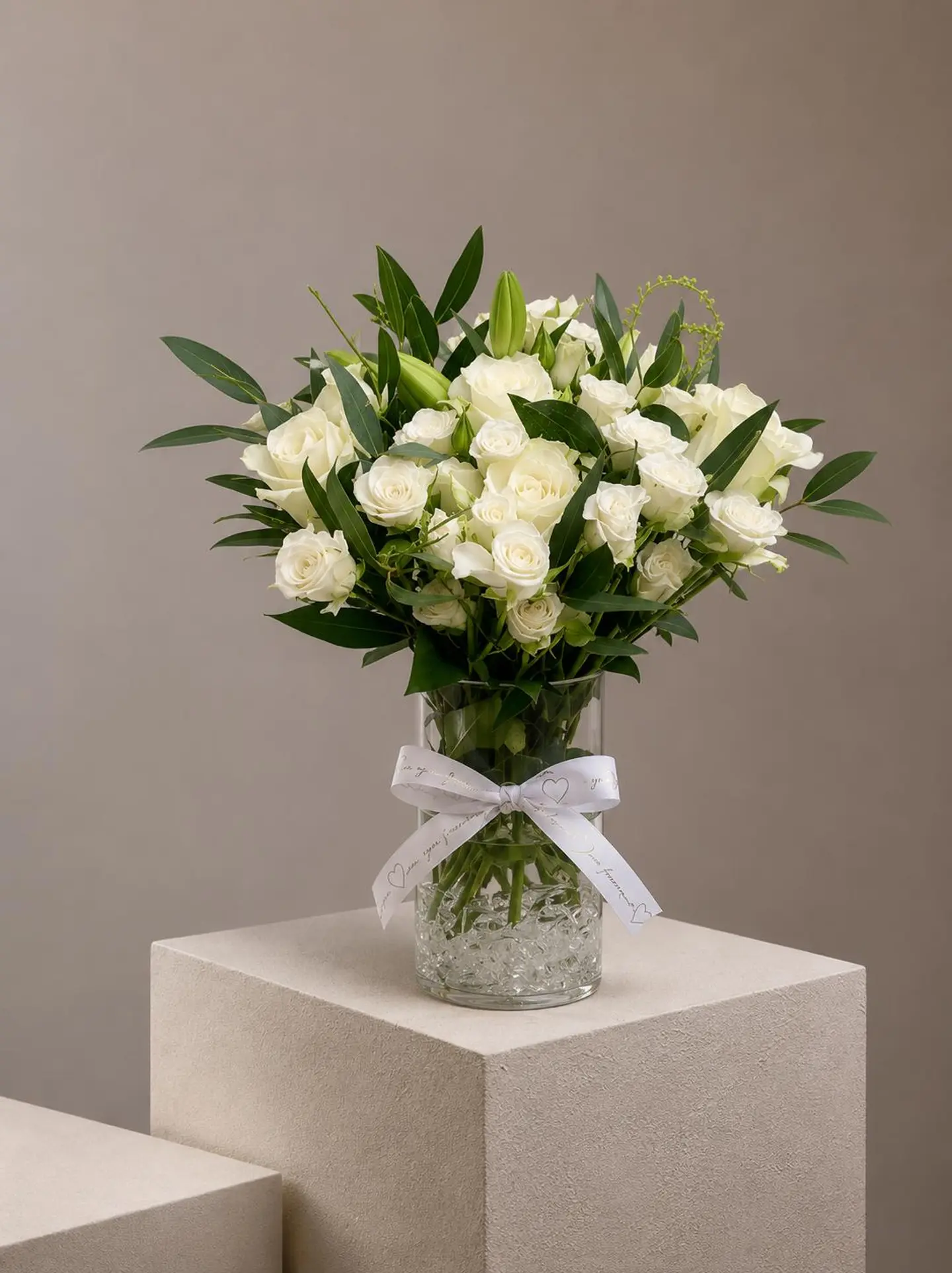 White Rose Vase