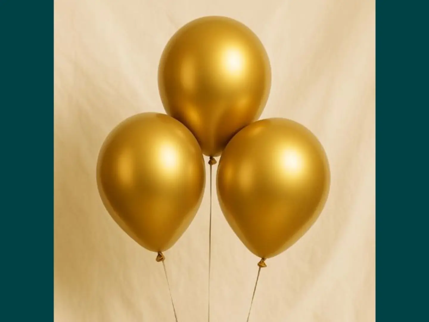 3 Metallic Gold Latex Balloons