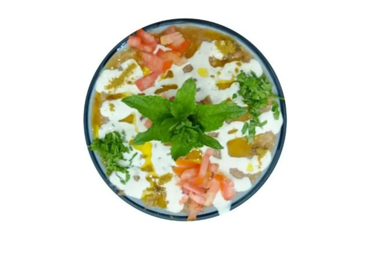 صحن فول شامي بالطحينة