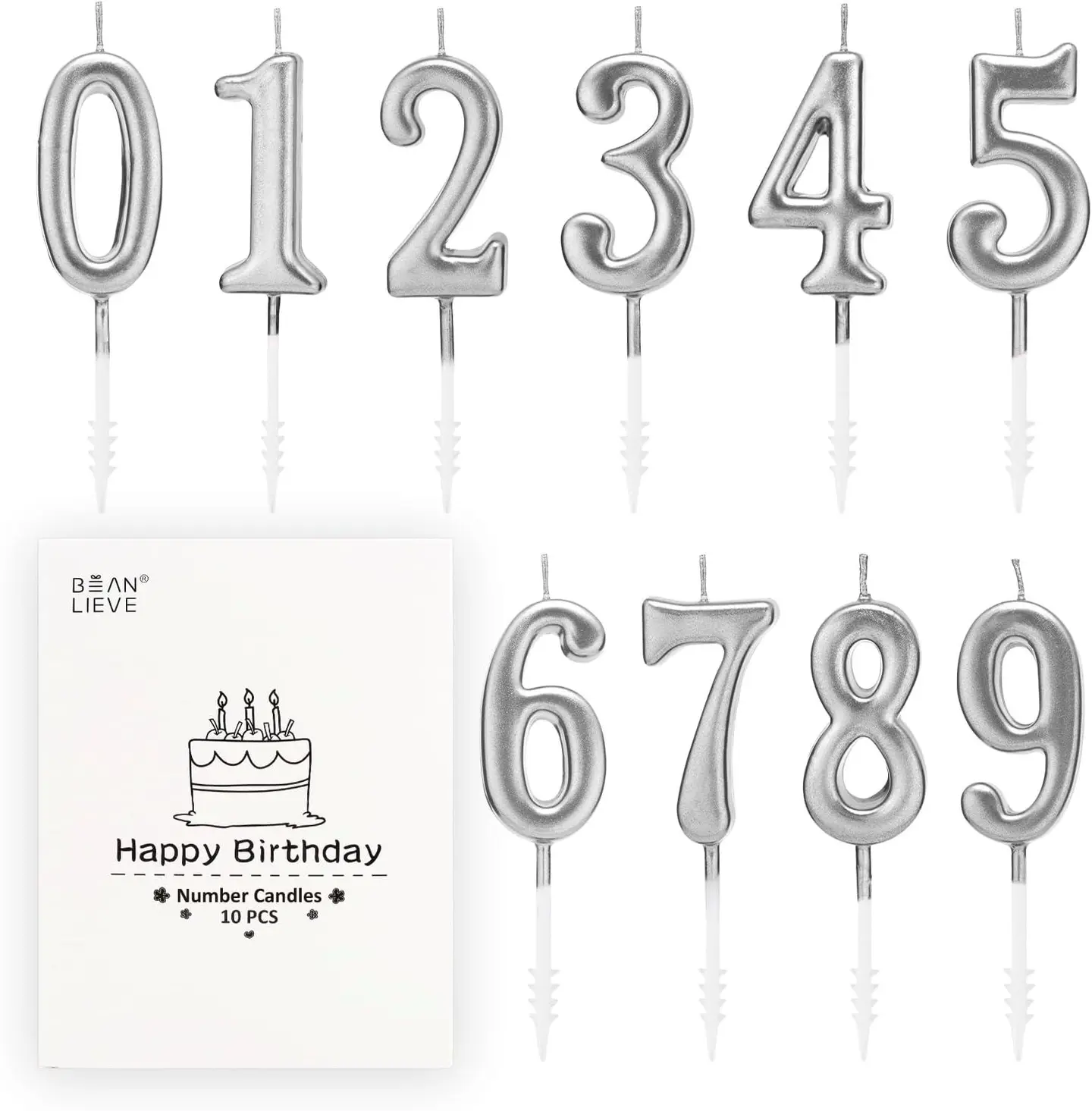 Silver Number Candles