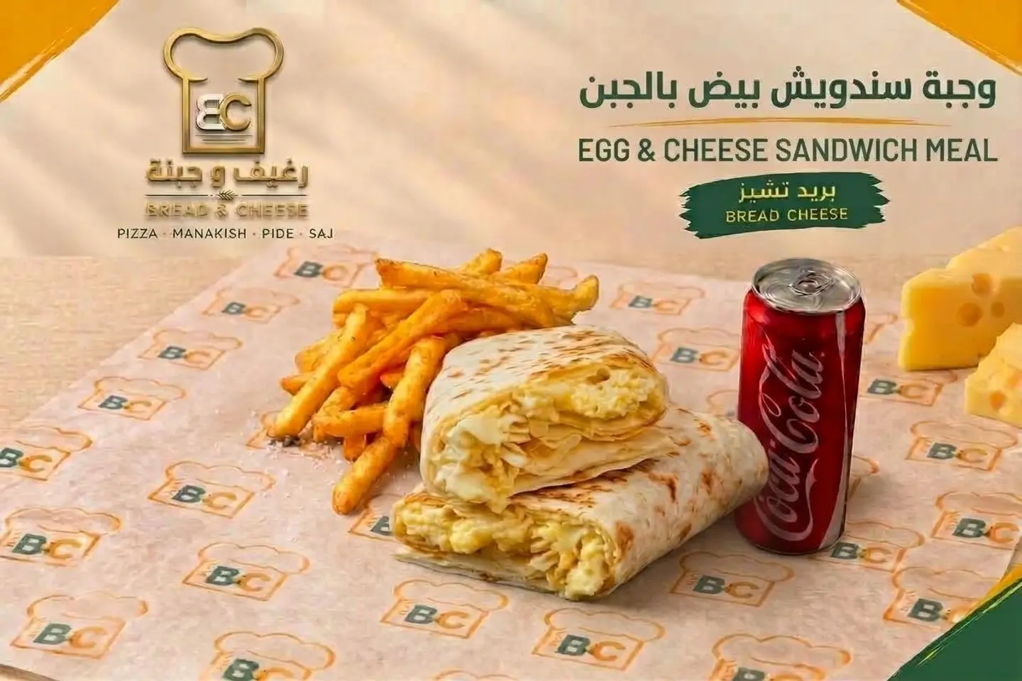 وجبة ساندوتش بيض مع الجبن