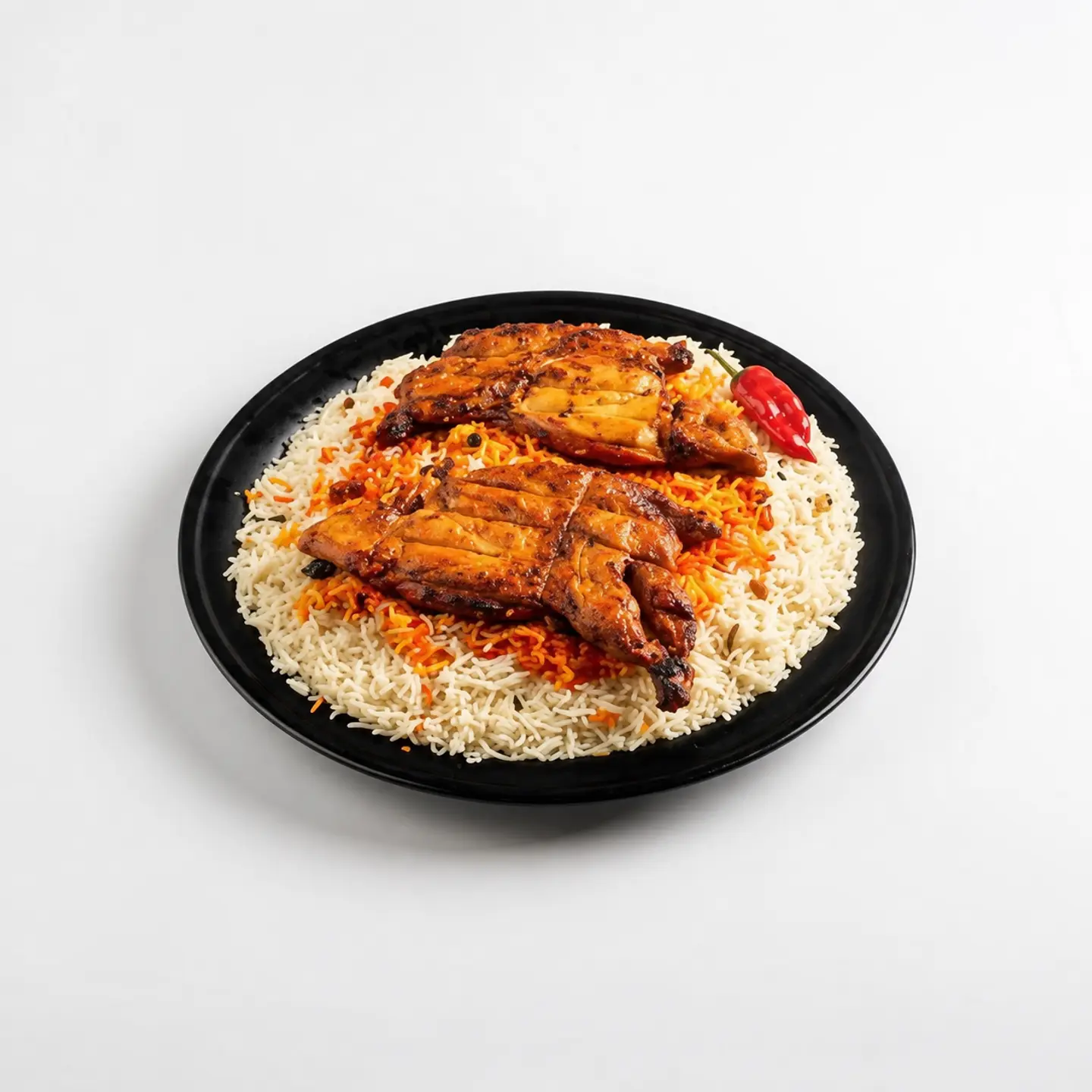 Charcoal Grilled Chicken With Bukhari Rice - Half A Chicken