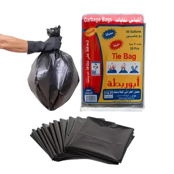 SKP Black Tied Garbage Bags 50 Gallon 20 Pieces