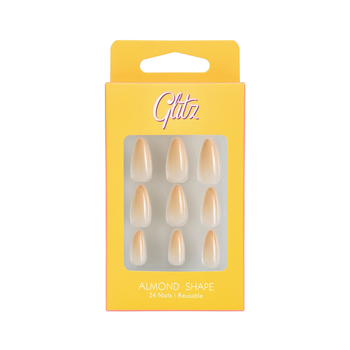 Glitz Orange Almond Shape Nails 24 Pieces