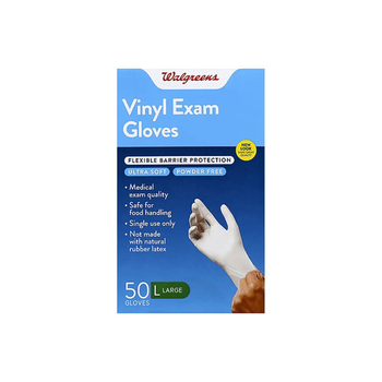 Walgreens Vinyl Exam Gloves Large 50 Count