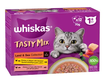 ويسكاس قطط صغيره ميكس ارض وبحر 12*70جرام