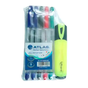 ATLAS Perfect Solutions Ball Pen with Highlighter 5 Pieces