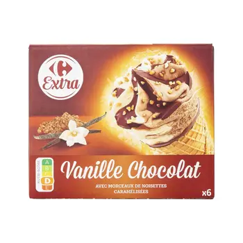 Carrefour Extra Chocolate & Vanilla Ice Cream Cones 6x408g
