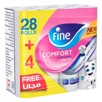 Fine Comfort 2-Ply Toilet Paper 28 Rolls + 4 Free