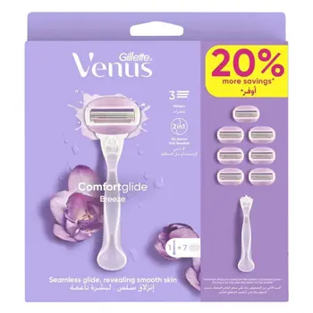 جيليت فينوس كومفورت جلايد بريز ماكينة الحلاقة النسائية 7قطع
