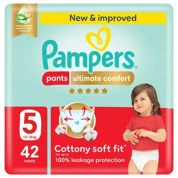 Pampers Ultimate Comfort Pants Diapers, Size 5, 12-18 42Pieces