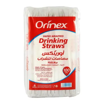 Orinex Paper-Wrapped Drinking Straws 100 Pieces