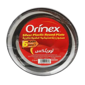 Orinex Silver Plastic Round Plates 9 Inches