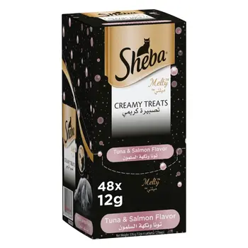 شيبا ميلتي طعام القطط كريمي و لذيذ بالتونة والسلمون 48جرام
