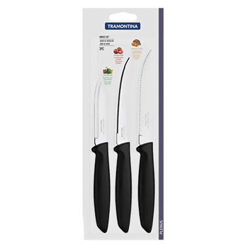 Tramontina Plenus Black Kitchen Knife Set 3-Piece