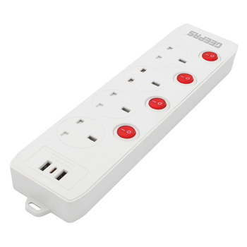 Geepas 4-Way Extension Socket with USB 3m