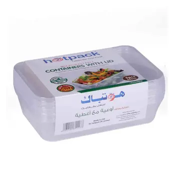 Hotpack Microwavable Reusable Plastic Containers 5x500ml