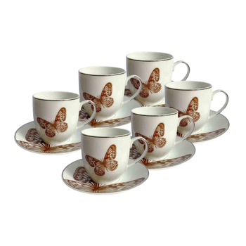 Butterfly Design Cups with Saucer Set 6 Pieces