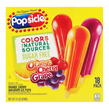 Popsicle Sugar-Free Orange Cherry Grape Ice Pops 18x29.7oz