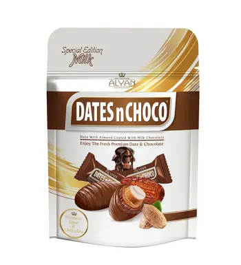 ديتز اند شوكو - تمر باللوز مغطى بشوكولاتة الحليب 90جرام