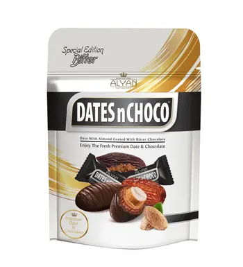 ديتز اند شوكو - تمر باللوز مغطى بالشوكولاتة الداكنة 90جرام