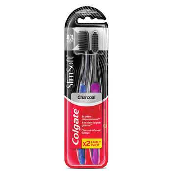 Colgate Slim Soft Charcoal Toothbrush Family Pack 2 Count