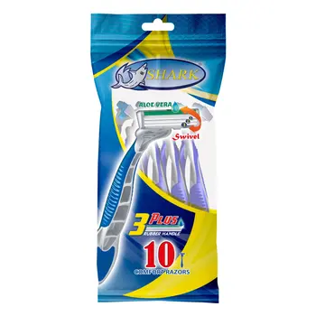 شارك شفرات للحلاقة ثلاثية الشفرة رأس متحرك مع منعم يدرير طويلة 10قطع