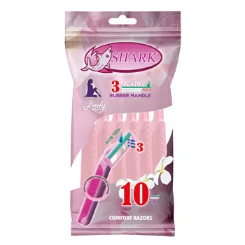 شارك شفرات نسائية ثلاثية الشفرة رأس ثابت مع منعم يد زير 10قطع