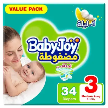 Babyjoy Medium Diapers 6-12kg 34 Pieces