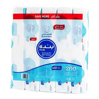 Panda Soft Tissues Double Handkerchief Family Pack 10x200 Pieces