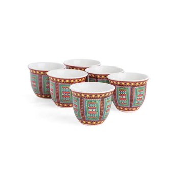 AlRimaya Red-White Gahwa Cup 6 Pieces