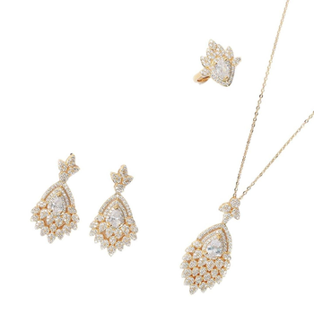 Gold Jewelry Set with Earrings and Necklace