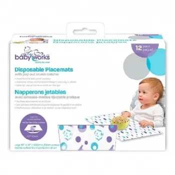 Baby Works Disposable Placemats with Crumb Catcher 12 Pieces