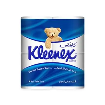 كلينكس مناديل الحمام ناعمة وجافة بالقطن 200 منديل عبوة متعددة 4 حبة