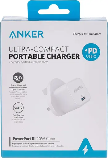 أنكر شاحن جداري USB-C أبيض 20 واط