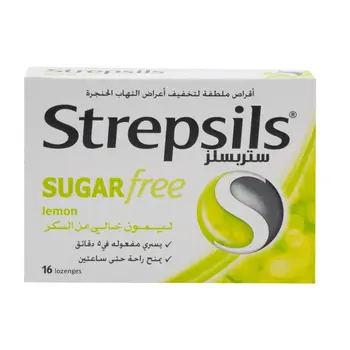 Strepsils Sugar-Free Lemon Lozenges 16 Pieces