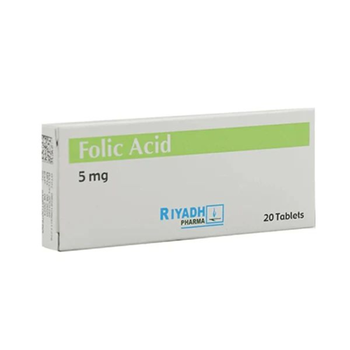 Riyadh Pharma Folic Acid Tablets 5mg 20 Count