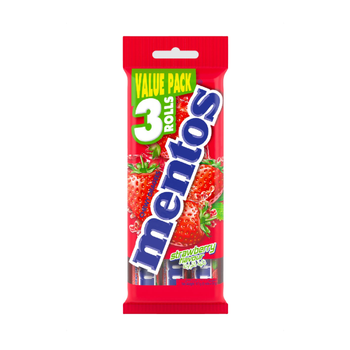Mentos Strawberry Chewy Candy Value Pack 3x37g