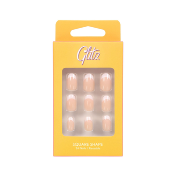 Glitz Square 13 French Nude Reusable Pieces 24 Count