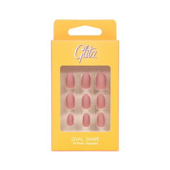 Glitz Pink Oval Press-On Nails 24 Pieces