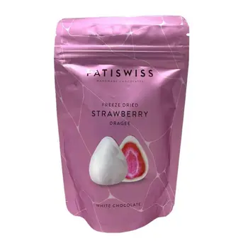 باتيسويس فراولة مجففة مغطاة بالشوكولاتة البيضاء 80جرام