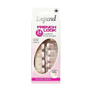 Depend French Look Short Nails Pink 24 Pieces