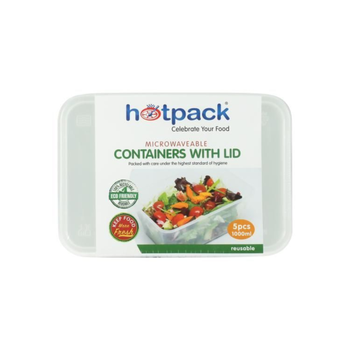 Hot Pack Eco-Friendly Reusable Microwavable Containers 5x1000ml