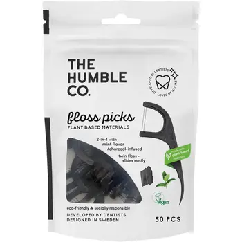 The Humble Co. Mint Charcoal Floss Picks 50 Pieces