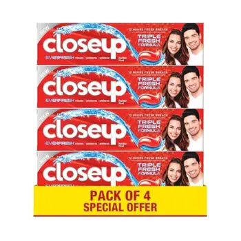 كلوس اب معجون أسنان الاحمر عبوة ترويجية 4×75مل