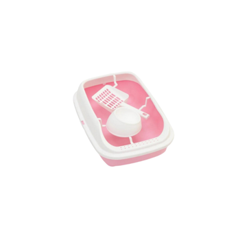 ليتر بوكس مفتوح للقطط بألوان متعددة مع سكوب وصحن 200جرام