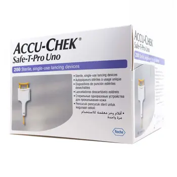 AccuChek Safe-T-Pro Uno Sterile Lancets 200 Pieces