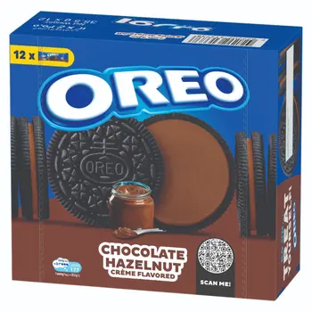 أوريو بسكويت بنكهة البندق والشوكولاتة - عبوة قيمة 12×35.5جرام