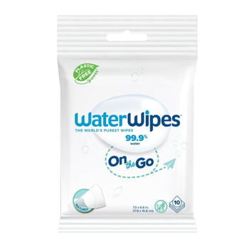 Waterwipes On-The-Go Plastic-Free Wipes 10x10 Pieces