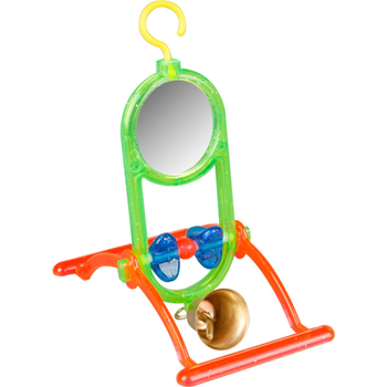 Flamingo Parakeet Mirror with Bell 1 Piece